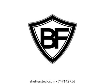 Initial letter BF shield logo black monogram vector illustration