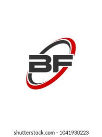 initial letter BF swoosh ring company logo red gray