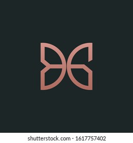 Initial letter BG with abstract butterfly element. minimalist line art monogram shape logo. Beauty, luxury spa style. - vector