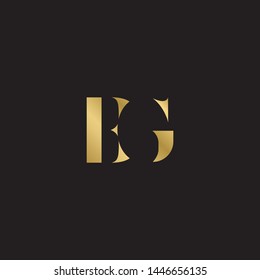 Initial letter bg b g  uppercase modern logo design template elements. Gold letter Isolated on black  background. Suitable for business, consulting group company.