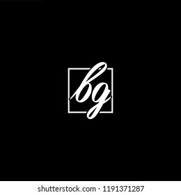 Initial letter BG GB minimalist art monogram shape logo, white color on black background