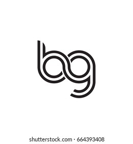 Initial letter bg, linked outline rounded lowercase, monogram black
