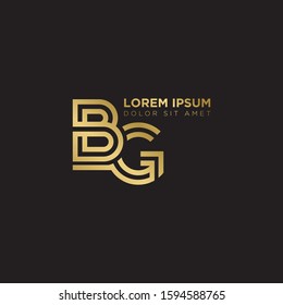 Initial Letter BG linked uppercase overlap modern gold logo vector design template. Suitable for business, consulting group company.