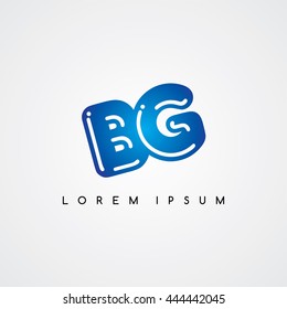 initial letter bg linked uppercase logo black red in white background