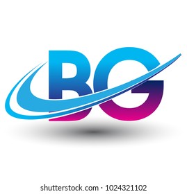 initial letter BG logotype company name colored blue and magenta swoosh design. vector logo for business and company identity.