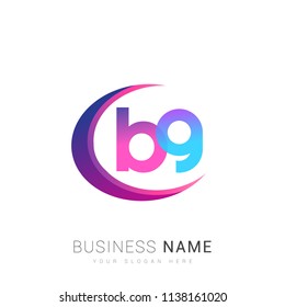 initial letter BG logotype company name, coloreful and swoosh design. vector logo for business and company identity.
