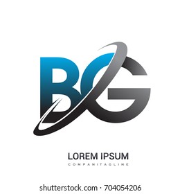 initial letter BG logotype company name colored blue and grey swoosh design. logo design for business and company identity.