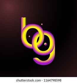 Initial letter bg lowercase modern. style logo liquid with bubble