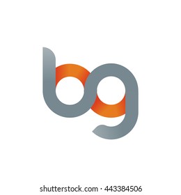 initial letter bg modern linked circle round lowercase logo orange gray