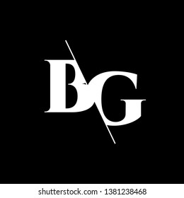 Initial Letter BG Monogram Sliced. Modern logo template isolated on black background