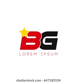 Initial letter bg yellow star logo red black