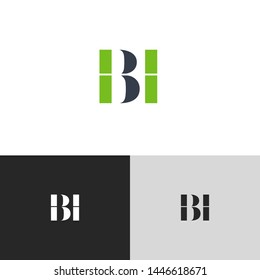 Initial Letter bh b h  uppercase modern logo design template elements. green letter Isolated on black white grey background. Suitable for business, consulting group company.
