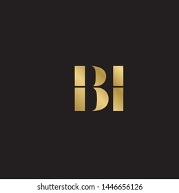 Initial letter bh b h  uppercase modern logo design template elements. Gold letter Isolated on black  background. Suitable for business, consulting group company.