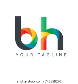 Initial Letter BH Curve Rounded Design Logo