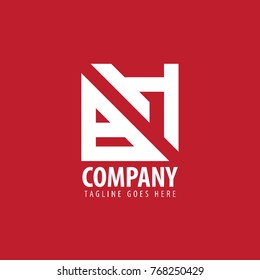 Initial Letter BH Design Square and Triangle Logo