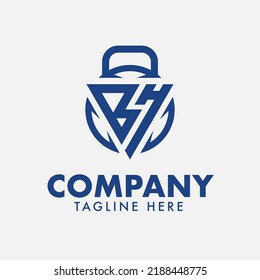 INITIAL LETTER BH FOR FITNES MODERN LOGO