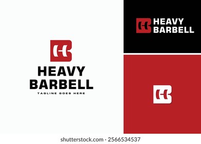 Initial Letter BH HB Monogram with Barbell Dumbbell for Workout Fitness Gym Exercise or Bodybuilder Weightlifter logo design