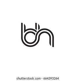 Anfangsbuchstabe bh, verknüpfter Umriss, gerundet, Kleinbuchstabe, Monogramm, schwarz