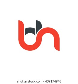 initial letter bh linked round lowercase logo red