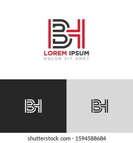 Initial Letter BH linked uppercase overlap modern logo design template. Suitable for business, consulting group company