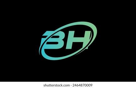 Anfangsbuchstabe BH-Logo. Kreatives und modernes BH-Logo-Design auf schwarzem Hintergrund.