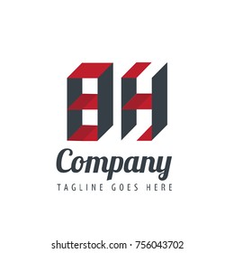 Initial Letter BH Logo With Ribbon Style