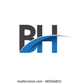 initial letter BH logotype company name colored blue and grey swoosh design. vector logo for business and company identity.
