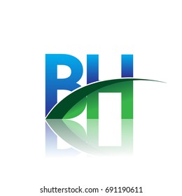 initial letter BH logotype company name colored blue and green swoosh design. vector logo for business and company identity.
