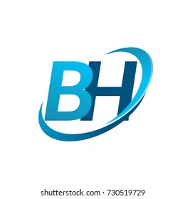 initial letter BH logotype company name colored blue swoosh design concept. vector logo for business and company identity