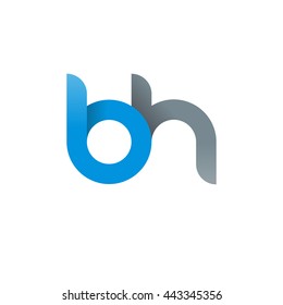 initial letter bh modern linked circle round lowercase logo blue gray