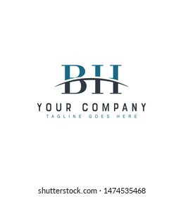 Initial letter BH, overlapping movement swoosh horizon logo company design inspiration in blue and gray color vector