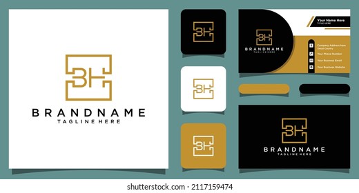 Initial Letter BH typography logo design vector with business card design