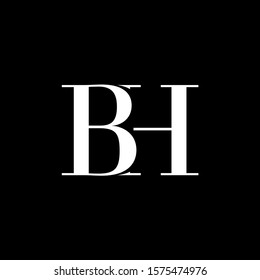 Initial letter BH uppercase modern logo design template elements. White letter Isolated on black background. Suitable for business, consulting group company.