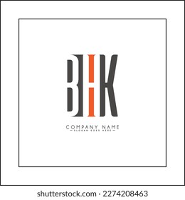 Initial Letter BHK Logo - Minimal Business Logo for Alphabet B, H and K