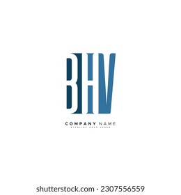 Initial Letter BHV Logo - Minimal Business Logo for Alphabet B, H and V