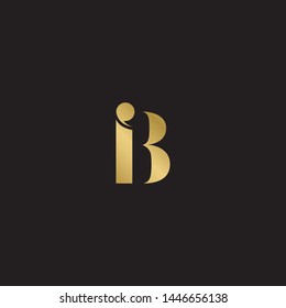 Initial letter bi b i  uppercase modern logo design template elements. Gold letter Isolated on black  background. Suitable for business, consulting group company.