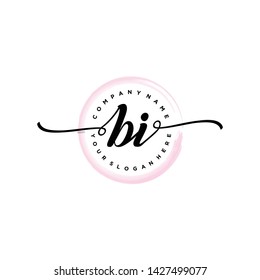Initial letter BI beautiful handwriting logo vector template