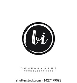 Initial letter BI beautiful handwriting logo vector template