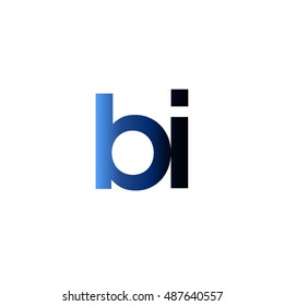 Initial letter BI blue black gradation color logo