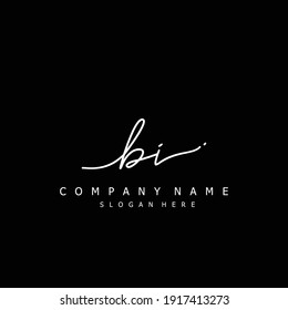 Letra inicial logotipo escrito a mano con caligrafía BI. Alfabeto escrito a mano en la plantilla de logotipo. Letras y alfabeto para el diseño de su logotipo.