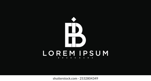 Plantilla inicial de diseño de logotipo BI o IB. Vector de Premium