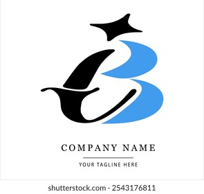 Letra Inicial BI Vinculada Círculo Logotipo Minúsculo Preto Azul Ícone Design Elemento de Modelo
