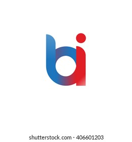 initial letter bi linked circle lowercase logo blue red