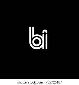Initial letter bi, linked outline rounded lowercase,  black background