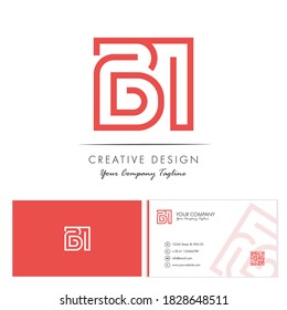 Initial letter BI Letter Logo Design with creative modern name card vector Illustration. BI Letter Logo Concept Ready For Use. Initial letter BI logo vector design template.