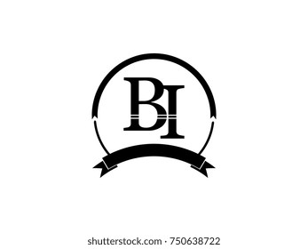 initial letter BI logo monogram retro black