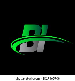 initial letter BI logotype company name colored green and black swoosh design. vector logo for business and company identity.
