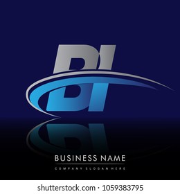 initial letter BI logotype company name colored blue and grey swoosh design. vector logo for business and company identity.
