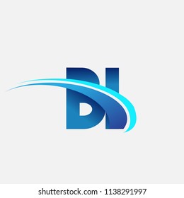 initial letter BI logotype company name colored blue and swoosh design. vector logo for business and company identity.