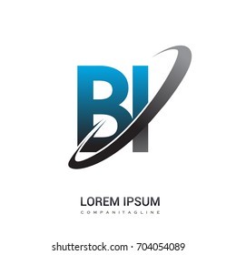 initial letter BI logotype company name colored blue and grey swoosh design. logo design for business and company identity.